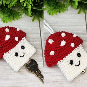 Crochet Mushroom Keyholder Tutorial #knitting #knit #crochet #handmade | Lady Loves Knitting