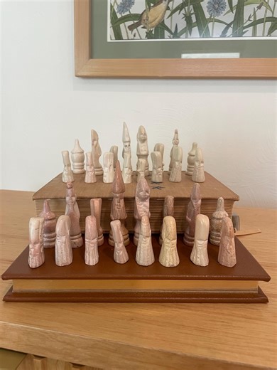 Hand Carved Stone Chess Pieces, 32 Pieces, White & Pink, African - Etsy