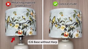 Lamp Shades set of 2 Small, 8.7x8.7x7.9in Fabric Drum Lamp Shades, Lampshade with Floral and Bird Print, Lampshades for Table Lamp, Support Spider and E26 Base