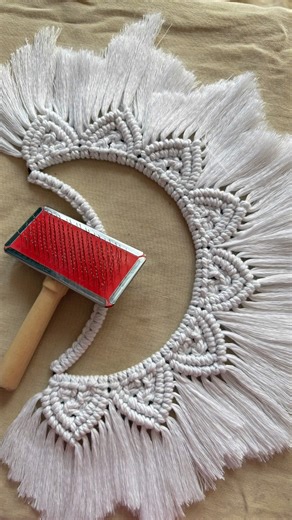 Macrame Moon wallhanging #diy #custom #wallhanging #moonwallhanging #dreamcatcher #handmadebangle 🌜