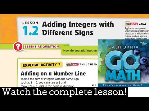 Lesson 1.2 Adding Integers with Different Signs
