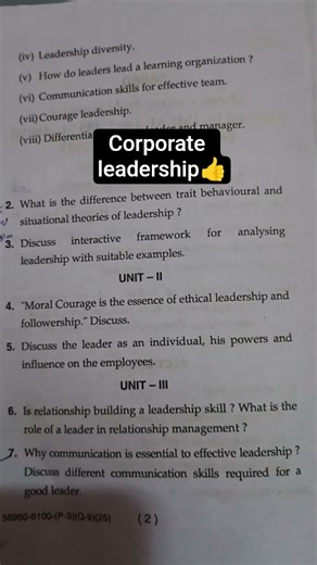 b.com corporate leadership nep mdu university ✍️👍👏
