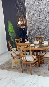 Table ronde 6 chaises 🪑 Dimension :140 cm Prix :118000 DA ☎️0776969538 ☎️ | Malek Meubles