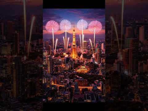 Fireworks Over a Quiet Town | Night Atmosphere