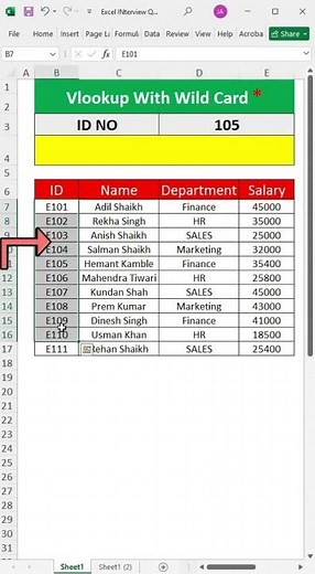 VLOOKUP with * Wildcard in Excel – Super Easy Trick! #exceltips #excel #exceltricks
