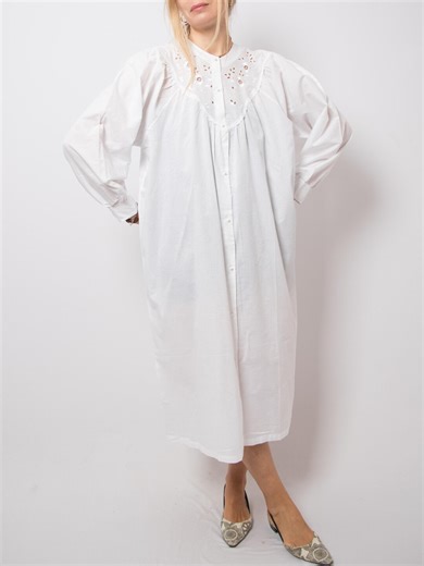 Vintage Italian White Cotton Nightgown Maxi Button Front Sleepwear Romantic Size L/XL Gift - Etsy New Zealand
