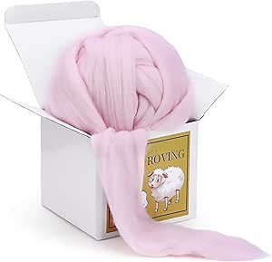 Wool Roving Bulk - 8.82oz Super Wool Chunky Yarn, Wool Roving Top for Needle Felting, Soft Felting Wool Supplies for Hand Spinning, Felting, Blending, Weaving and DIY Craft