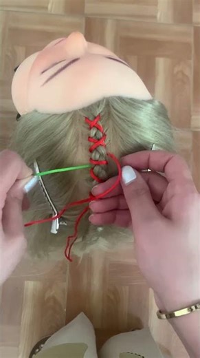 ایده برای بافت مو با نخ های رنگی , Ideas for weaving hair with colored yarn #shortvideo #short