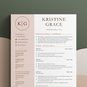 Resume Template Word, Google Docs, Professional Resume, CV Template, Modern Resume,minimalist Resume, CV Resume, Resume Template 1 or 2 Page - Etsy