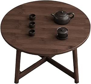 Japanese Round Coffee Table, Low Floor Table for Dinning, Modern Tea Tables for Small Spaces, Versatile Small Wood Tables for Living Room, Bedroom or Office