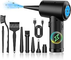 Compressed Air Duster-150,000RPM Electric Cleaner, Rechargeable Cordless Air Blower for Keyboard, PC, Electric Devices Cleaning, Turbo Jet Dry Replace Canned Air Compressed Air Cans (Green)