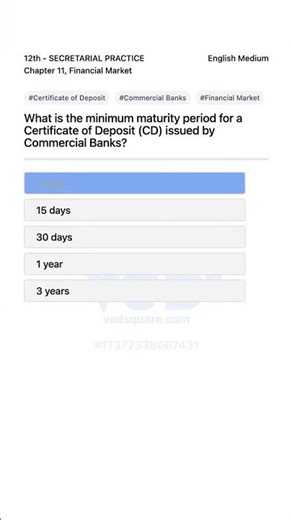 Minimum Maturity Period for CDs Explained 12th Secretarial Practice