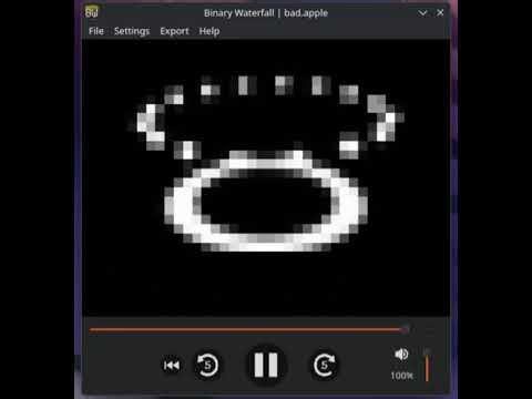 Bad Apple in Binary Waterfall