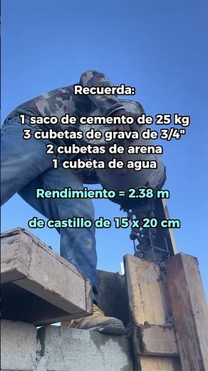 Metros de castillo con un saco de 25 kg #construccion #concreto #albañilería #construction
