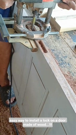 easy way to install a lock on a door made of wood...!!!