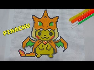 PIXELATED PIKACHU CHARIZARD | How to Draw a Pikachu Step by Step | pixel art