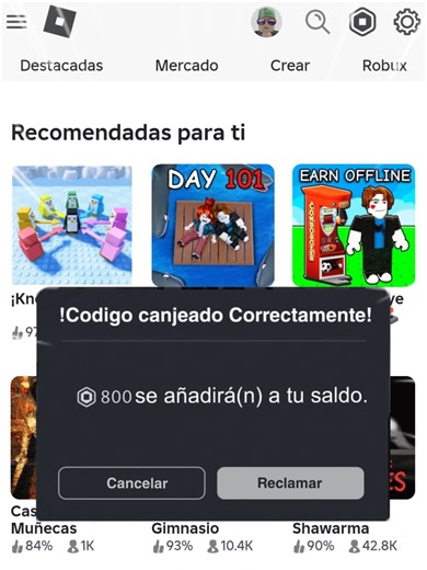 Reclama 800 Robux Gratis en Roblox