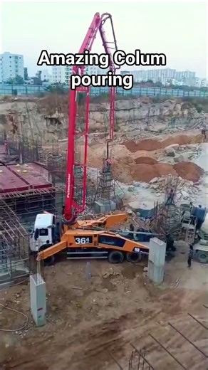 RCC Column pouring by Boomplacer#civilconstruction#pouring#boomplacer#shortvideo