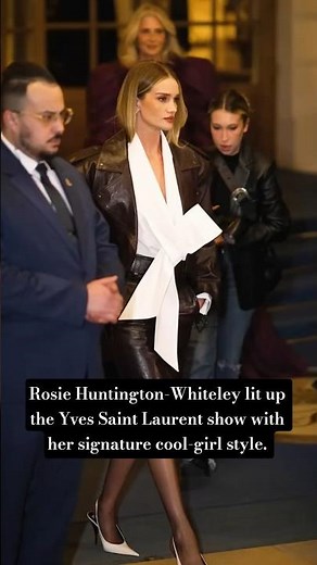 Rosie Huntington-Whiteley lit up the Yves Saint Laurent show with her signature cool-girl style.