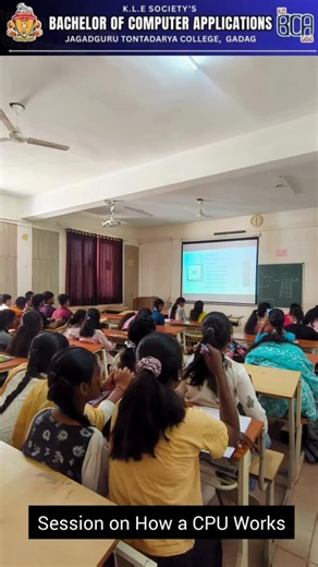 KLE's J T BCA College Gadag on Instagram: "Understanding How CPU Works – Learning Beyond the Classroom BCA 1st year students explored the working of the CPU through an interactive and informative movie session. The session helped students understand how the processor executes instructions, manages memory, and controls overall computer operations in a simple and practical way. Learning complex concepts through visual demonstrations makes technical knowledge more engaging and easy to understand. #
