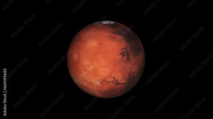 Planet mars rotating on a transparent background. Red planet of the solar system. Elements of this image furnished by NASA. Seamless loop animation