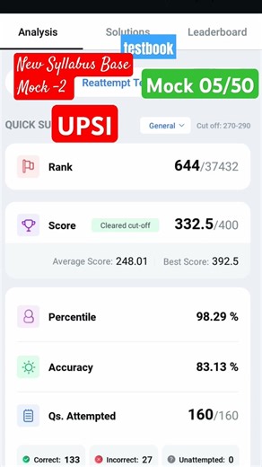 Upsi new syllabus mock 2 testbook #mocktest #upsi #uppolice #testbook