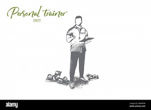 Personal trainer concept. Hand drawn isolated vector Stock Vector Image & Art - Alamy