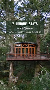 There are so many unique stays in California 💚 I plan to check out two new ones this month, stay tuned! Meanwhile, here are 7 lesser known stays that surprised me the most. They all are unique and surrounded by nature: 📍 Eagle’s Nest Treehouse - one of the coolest treehouses with lots of hiking trails nearby and cute farm animals 🗺️ Sonoma County It doesn’t have an IG account, book it on @hipcamp 📍 Noma Resorts - a set of domes in nature, great for peaceful escape and stargazing 🗺️ North Fo