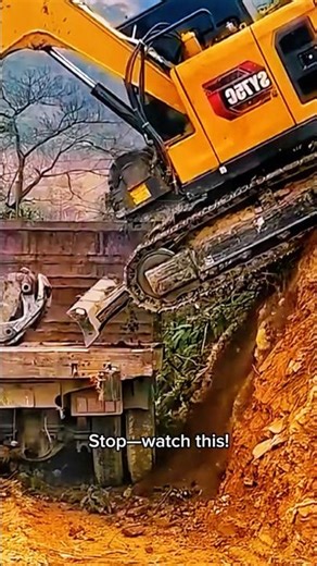INSANE Excavator Goes Down a Cliff… Will It Survive?! 😱
