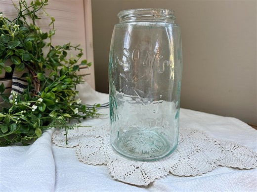 Antique Apple Green Mason Quart Jar: Cross Emblem, 1858 Patent - Etsy
