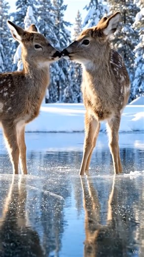 Adorable Fawns 😍 Playing in a Snowy Forest ❄️ Cute Wildlife Moments #viral #trending #youtubeshorts