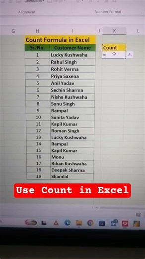 Use Count in Excel #countformula #computerlife #exceltipsandtricks #excelformula