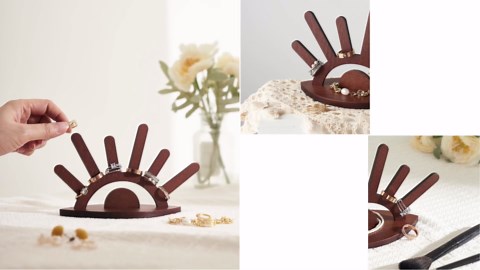 Wooden Ring Holder, Evil Eye Ring Display Wood Ring Stand, Cute Jewelry Display for Ring Display Stand, Christmas Birthday Engagement Gift for Women Her
