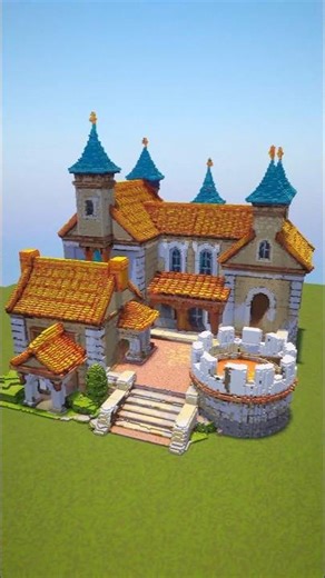 Medieval Orange villa | Minecraft #tutorial #build #idea #minecraftideas #minecrafthouse #minecraft