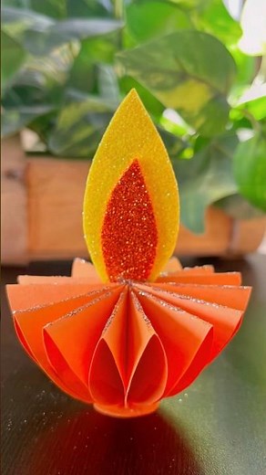 Paper Diya, Easy Diwali craft ideas for school projects and activities #simple #craftforkids #art