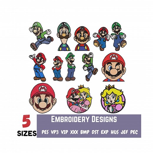 Mario Embroidery Design Embroidery Machine Files Super Mario Luigi and Yoshi Machine Embroidery Design Bundle Game Character Cartoon Design - Etsy