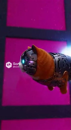 Cyber Chubby Orange Cat Flying Over the City!