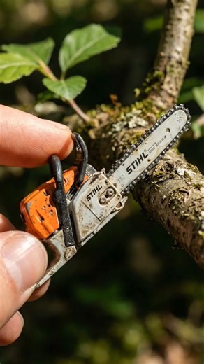 Micro Chainsaw vs Real Tree Branch! #shorts #stihl #minitools