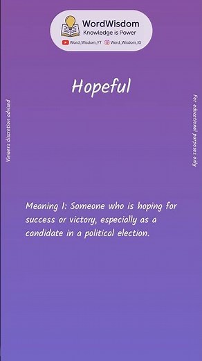 What does "Hopeful" mean? | English vocabulary shorts | #hopeful #wordwisdom