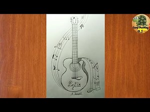 Learn Guitar Drawing🎸😄 | Easy Step-by-Step Guitar Sketch for Beginners | Simple Drawing Tutorial