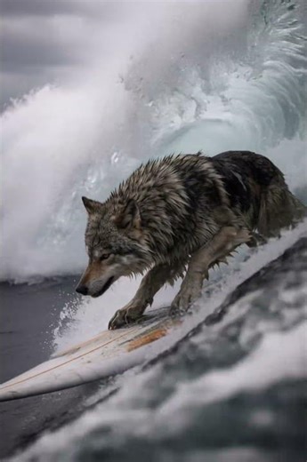 Wolf Surfing a Massive Ocean Barrel 🌊 | 8K Hyper-Realistic Wildlife Documentary