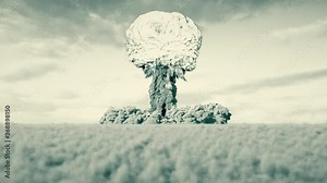 Massive nuclear explosion test with a giant shockwave hitting camera