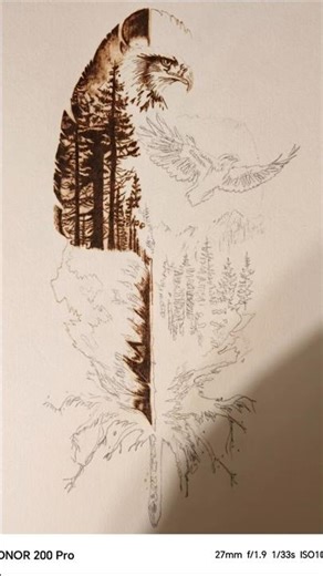 Pyrography on paper. #shorts #pyrographyart #pyrographyartist #flyinghigh #eagles #wildlife