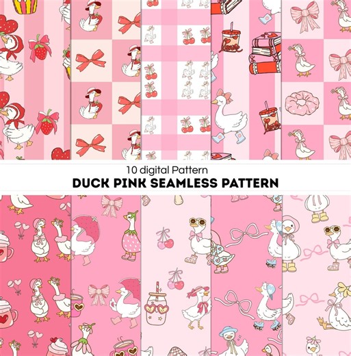 Duck Pink Seamless Pattern Digital Paper Pack for Crafts, Repeating Design, Cozy Fabric Digital Download, Printable Art Commercial Use - Etsy