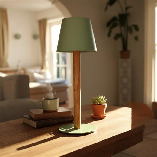 Battery-powered Table Lamp, Mint Green – Cordless LED Wooden Lamp in Scandinavian Style | Modern Design Table Lamp - Etsy