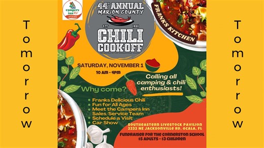 44th Annual Marion County Chilli Cook-Off. See you there! | Campers Inn RV of Ocala | Facebook