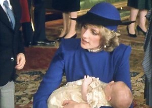 Mum looked lovely in blue: Baby Harry gazes at Diana at his private christening party in 1984 at Windsor Castle. The Prince today looks fondly at footage of his late mother. ‘Mummy looks great in blue' ★º°video°º★╰☆╮ Diana, Princess of Wales 1961-1997 | Diana, Princess of Wales