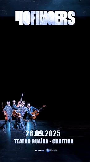 🔊 40 FINGERS em sua primeira turnê no Brasil! 🇧🇷 🎸🎶 Um espetáculo imperdível – ao vivo em Curitiba! 📍 40 FINGERS ● Curitiba, Teatro Guaíra ● 26.09.2025 🎟️ Garanta já o seu ingresso 👉 bit.ly/40FCuritiba 💥 Com mais de 100 milhões de views no YouTube e 350 milhões nas redes sociais, o quarteto italiano de violões conquista fãs no mundo todo com arranjos únicos e emocionantes. 🎸✨ ✨ Do rock ao pop, passando por trilhas sonoras lendárias de Star Wars, Harry Potter e muito mais – além de comp