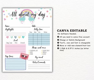 Boho Daycare Report Mail, Daycare Printable, Day Care Report, Daily Log Sheet, Daycare Log, Boho Daycare Decor, Potty Log, Nap Schedule. - Etsy