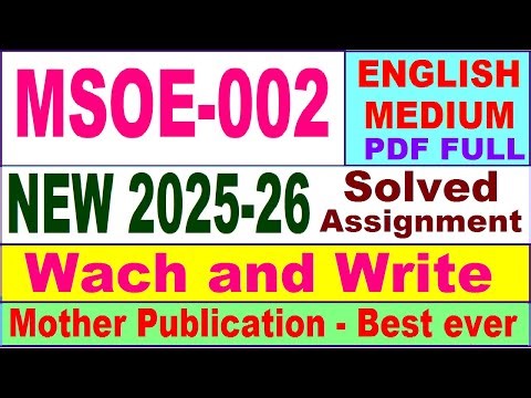MSOE 002 solved assignment 2025-26 in English || msoe 002 solved assignment 2026 || ignou msoe2